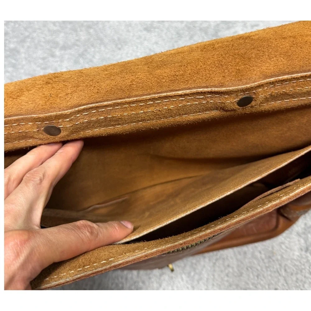 Tahoe Classics Brown Bag Co Saddle Leather Briefcase Messenger Bag Made In USA